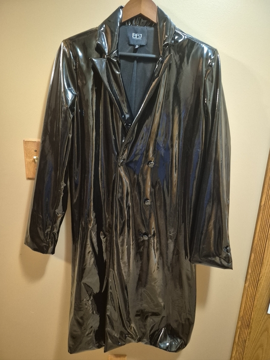 BBJ Los Angeles Jackets & Blazers - Shiny Black Trench Style Coat Size Medium BBJ Los Angeles